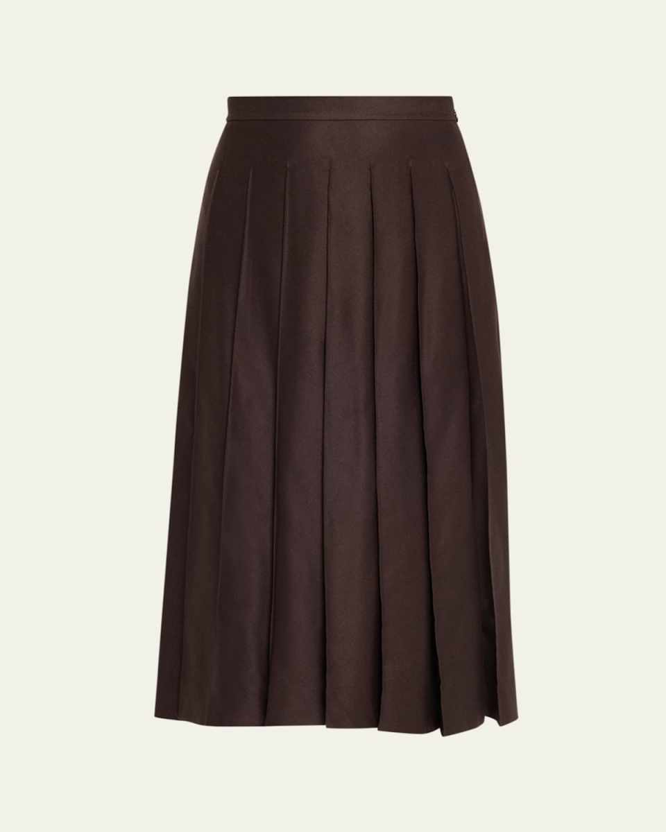 Pintuck Pleated Midi Skirt